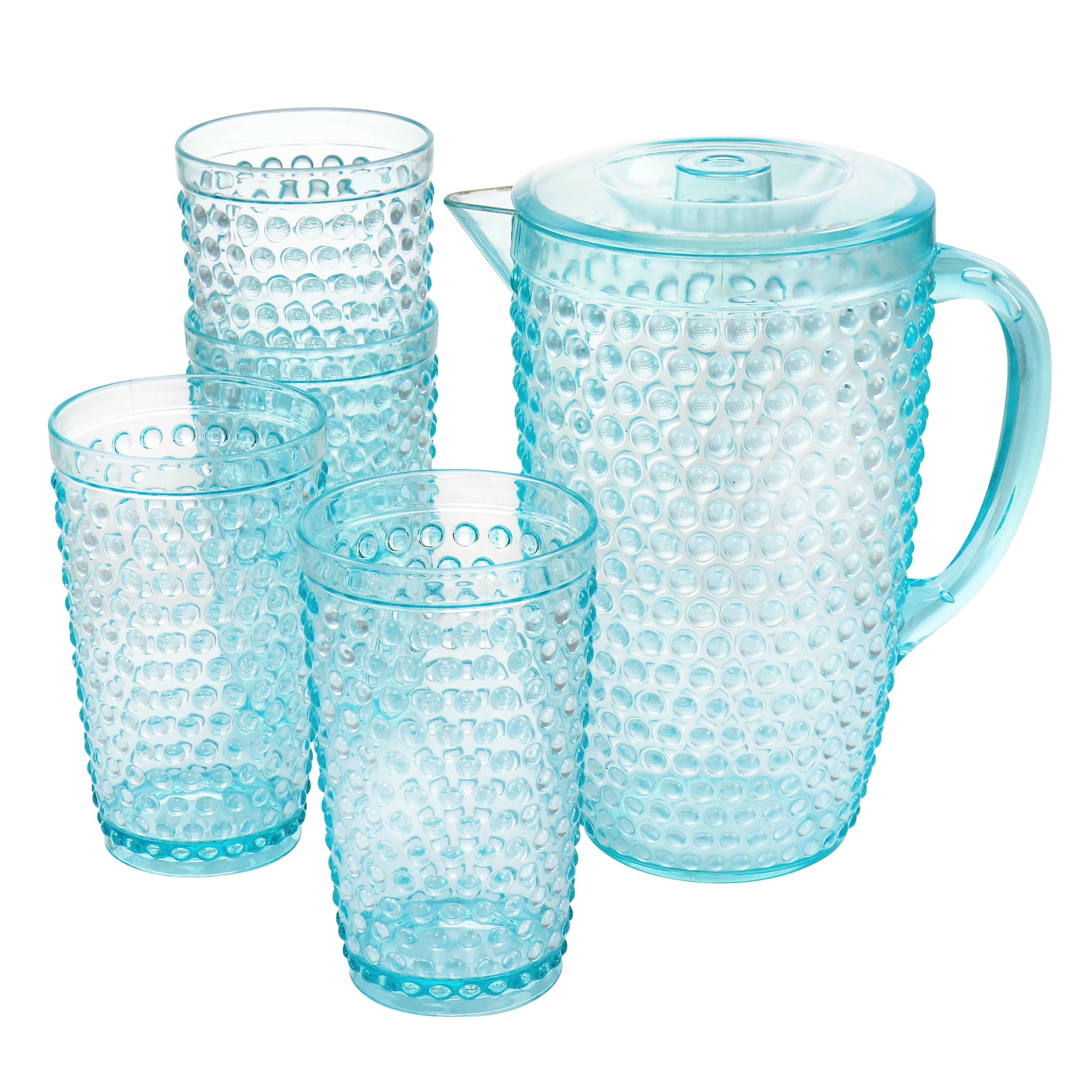 GBS Home Malone 5 Piece Plastic Pitcher and Tumbler Set in Light Blue