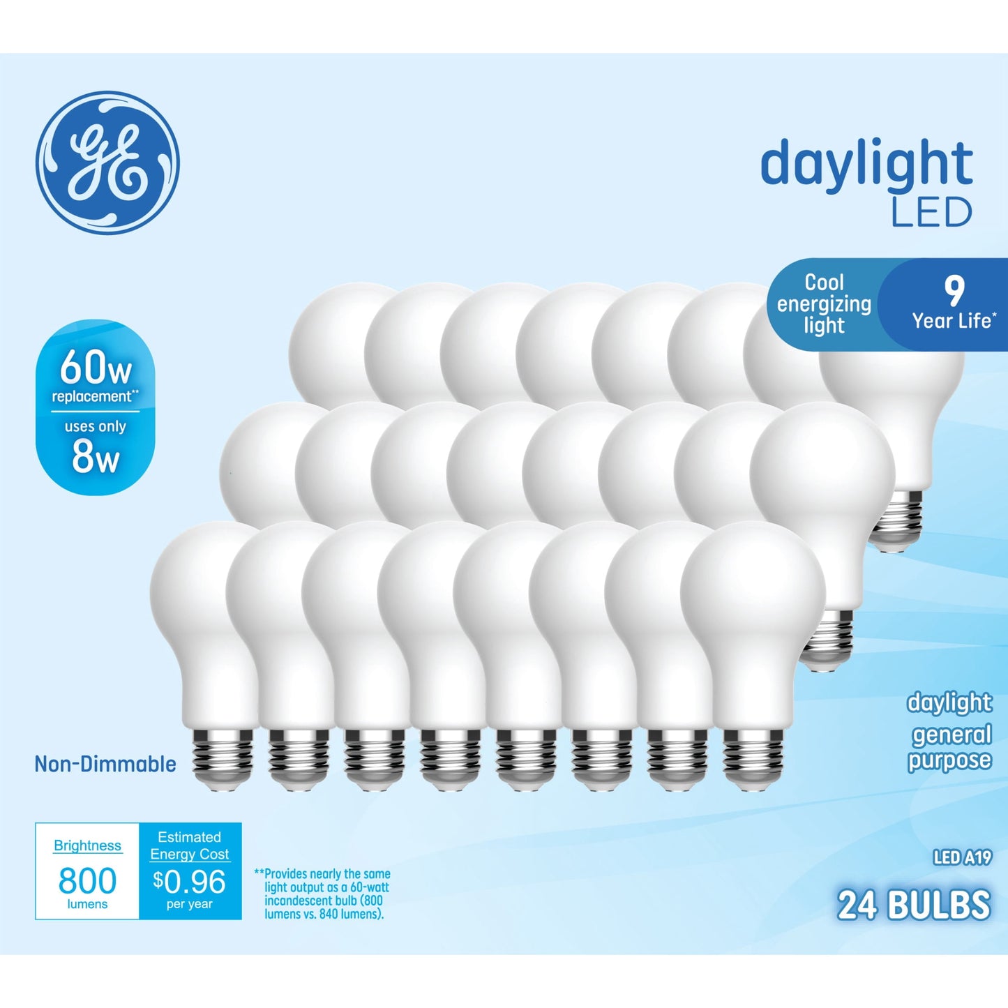 GE LED 60W A19 Daylight 9YR (24-Pack)