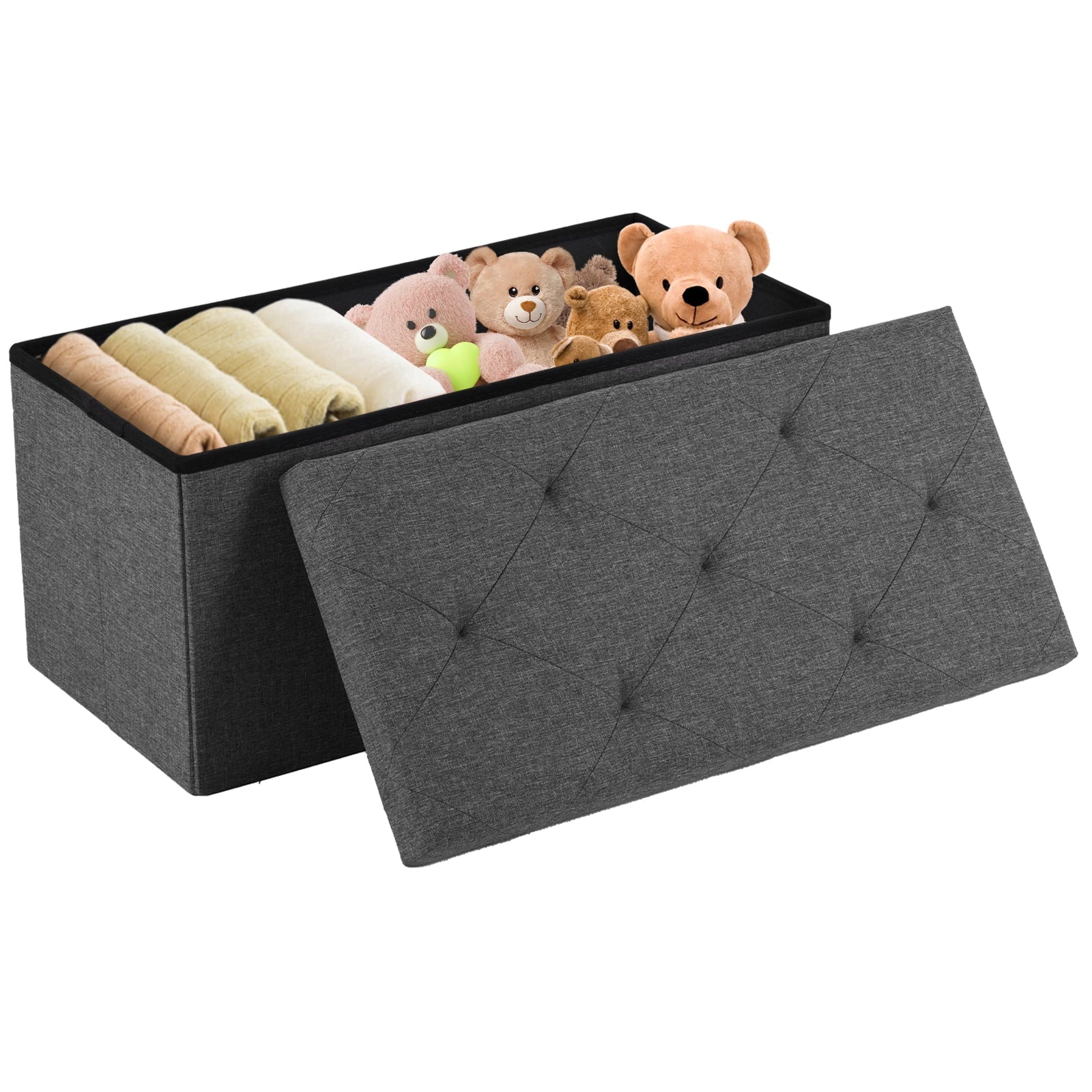 GIANNA Banco Otomano Plegable de Almacenamiento de 30 Pulgadas, BaÃºl de Almacenamiento, Taburete ReposapiÃ©s, Banco de Dormitorio con Almacenamiento, Soporta hasta 660 Lb, Gris