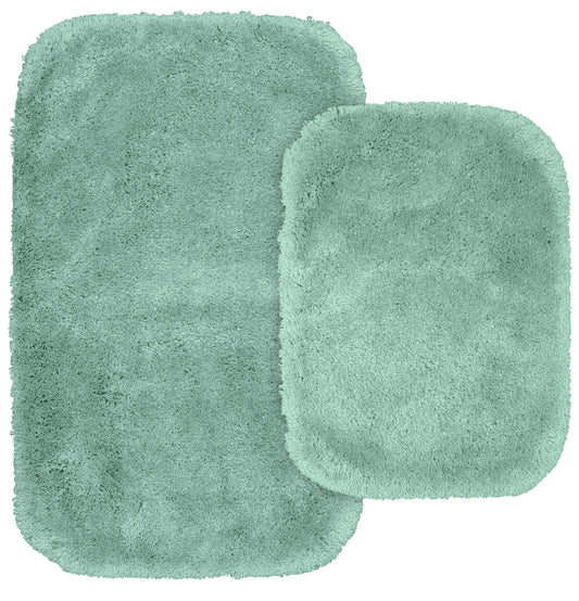 Garland Rug Finest Luxury Washable Bath Rug Set, 2 Piece Set (17"x24" Bath Rug, & 21"x34" Bath Rug) Sea Foam