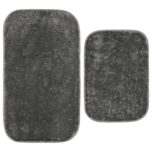 Garland Rug Sedona Washable Bath Rug Set, 2 Piece (21"x34" & 17"x24") Cinder Gray