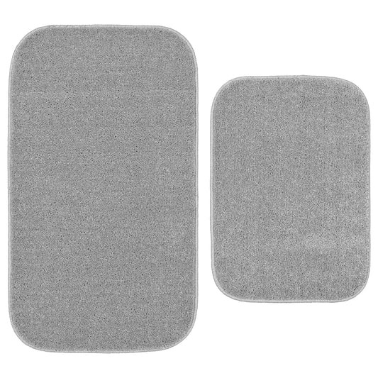 Garland Rug Sedona Washable Bath Rug Set, 2 Piece (21"x34" & 17"x24") Silver