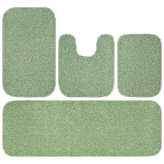 Garland Rug Sedona Washable Bath Rug Set, 4 Piece Set (2 Bath Rugs, Contour Rug, Runner Rug) Deep Fern