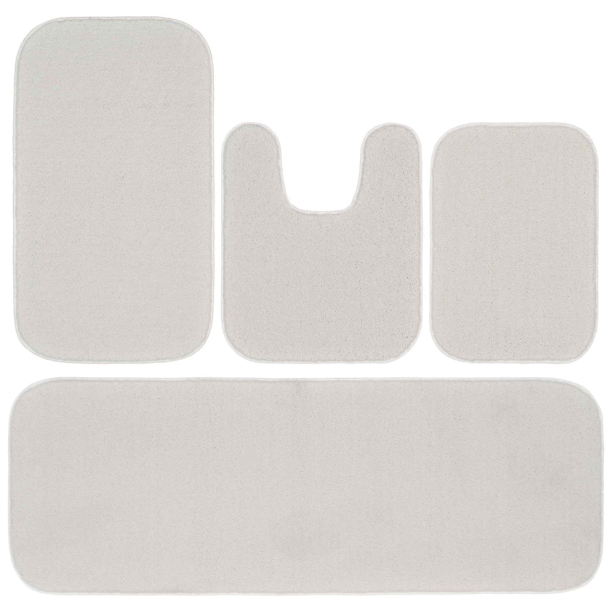 Garland Rug Sedona Washable Bath Rug Set, 4 Piece Set (2 Bath Rugs, Contour Rug, Runner Rug) White