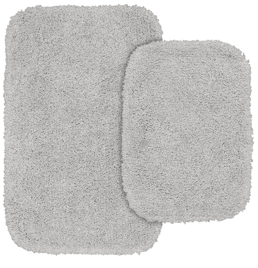 Garland Rug Serendipity Juego de Tapetes de BaÃ±o de Nailon Lavable, Juego de 2 Piezas (Tapete de BaÃ±o de 17"x24" y Tapete de BaÃ±o de 21"x34") Gris Platino