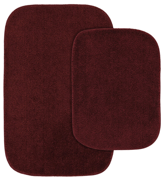 Garland Rug Traditional Washable Bath Rug Set, 2 Piece Set (17"x24" Bath Rug, & 21"x34" Bath Rug) Chili Red