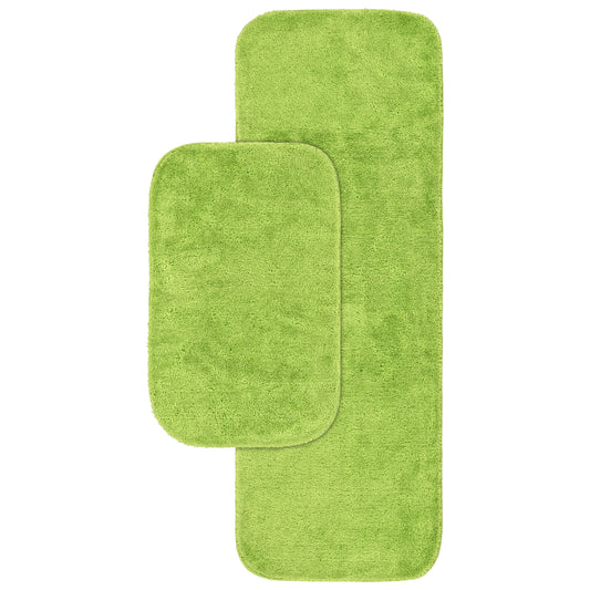 Garland Rug Traditional Washable Bath Rug Set, 2-Piece Set (21"x34" Bath Rug, & 22"x60" Runner) Lime-Aid