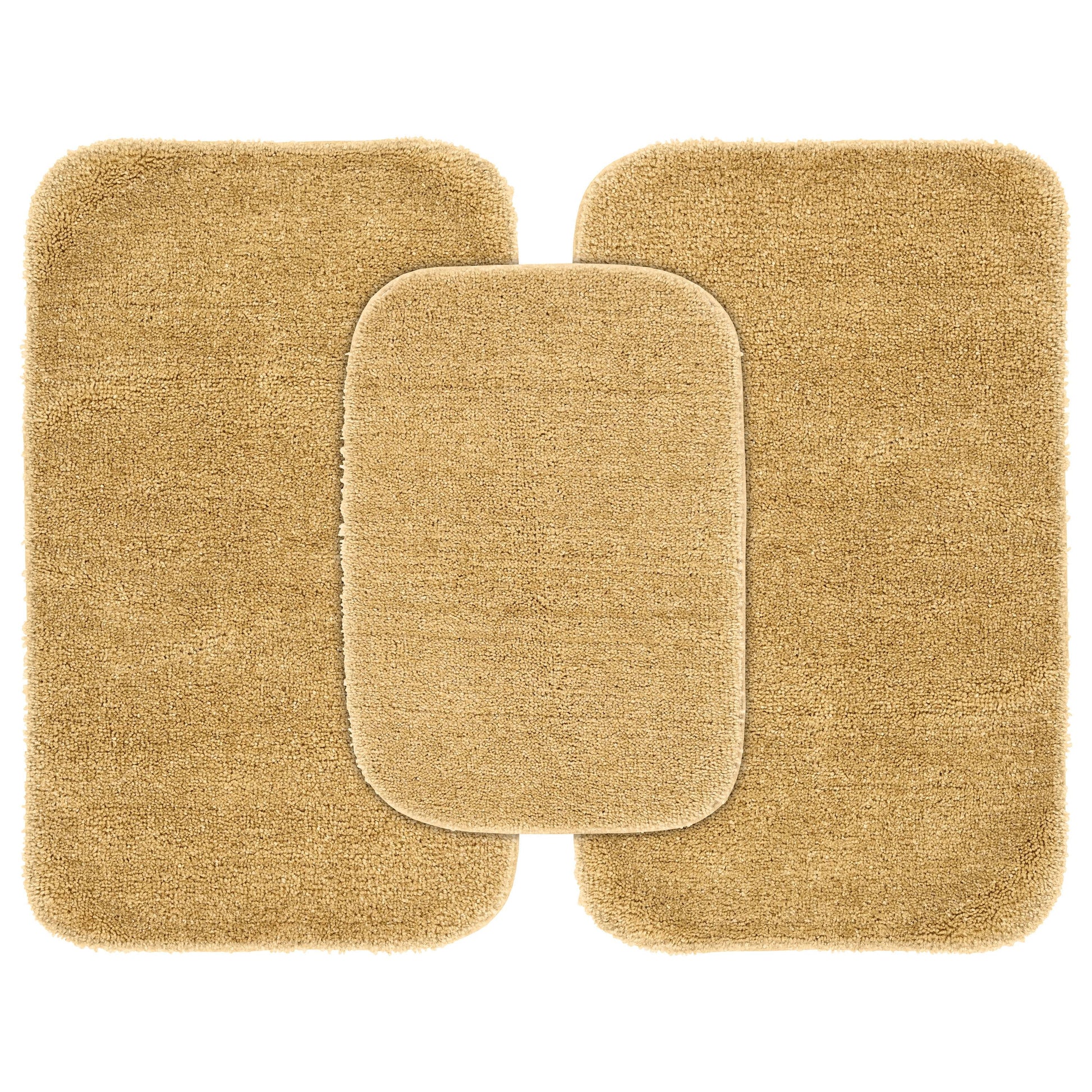 Garland Rug Traditional Washable Bath Rug Set, 3-Piece Set (17"x24" Bath Rug and Two 21"x34" Bath Rugs) Linen