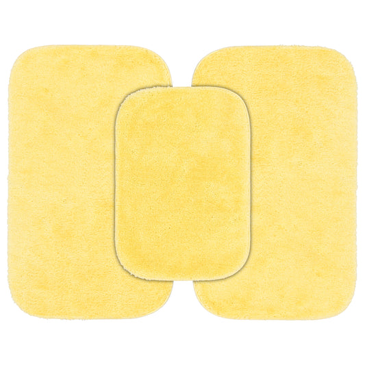 Garland Rug Traditional Washable Bath Rug Set, 3-Piece Set (17"x24" Bath Rug and Two 21"x34" Bath Rugs) Rubber Ducky Yellow