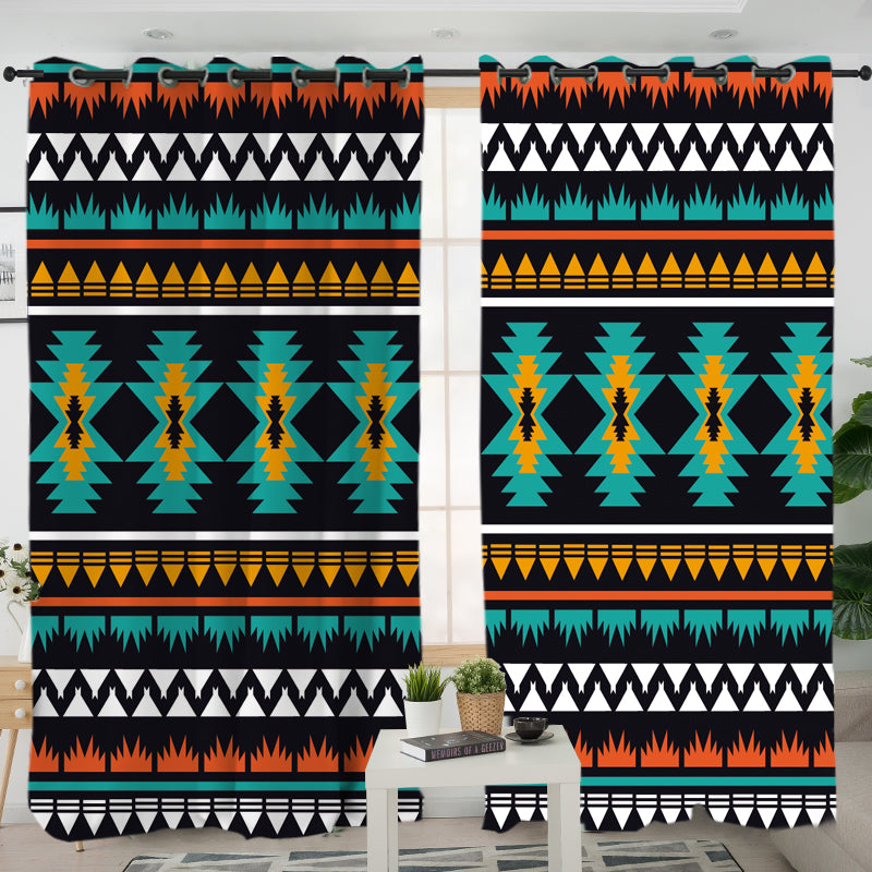 Geometric Ethnic Pattern Living Room Curtain