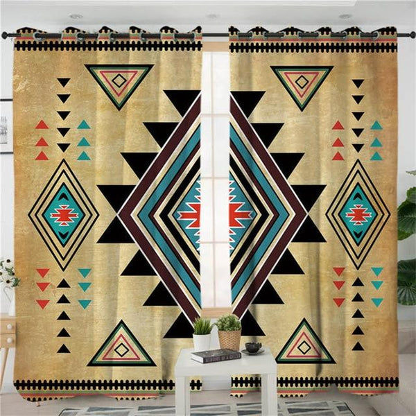 Geometric Southwest Printed Native American Design Window Living Room Curtain