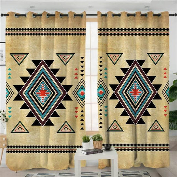 Geometric Southwest Printed Native American Design Window Living Room Curtain