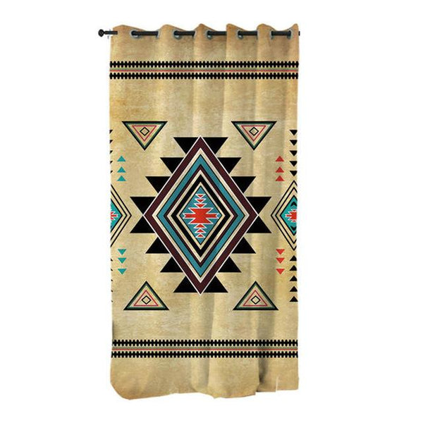 Geometric Southwest Printed Native American Design Window Living Room Curtain