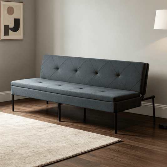 Gewnee 63.39" Futon Sofa Bed,Foldable Sleeper Futon with 5-Position Adjustable,Iron Frame,Folding Sofa Bed for Living Room,Apartment.Dark Grey