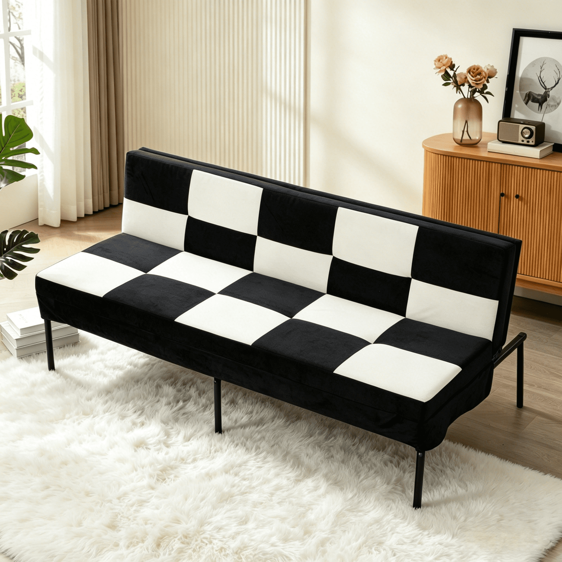 Gewnee 63.39"Futon Couches,Folding Loveseat Recliner with 5 Positions,Iron Frame,Fits Small Spaces,Apartments,Dorms â€“ Easy Assembly