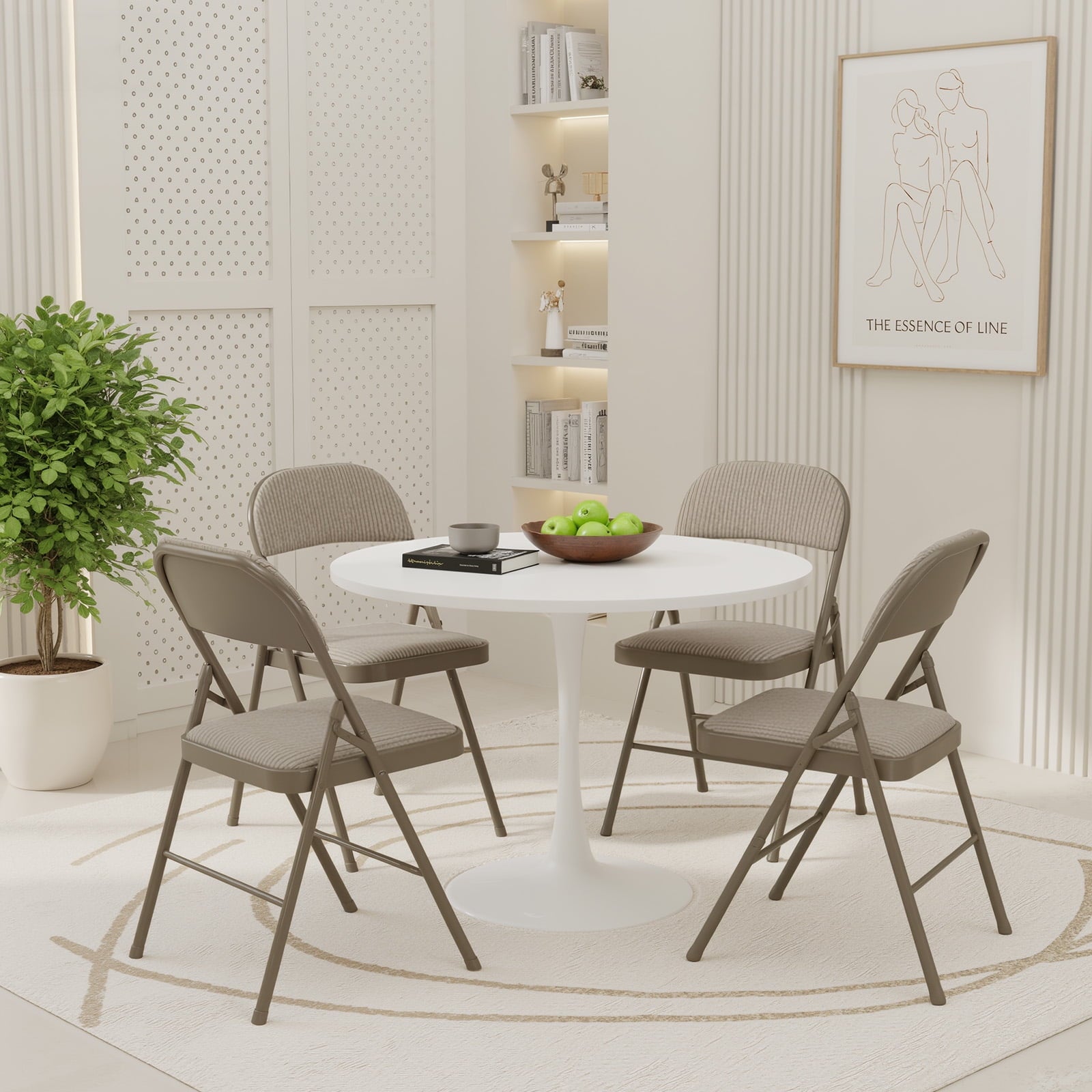 Gianna 4-Pack Folding Chairs, Padded Fabric Dining Chairs with Cushioned Seat and Back for Indoor or Outdoor Use, Home, Office, Events & Parties