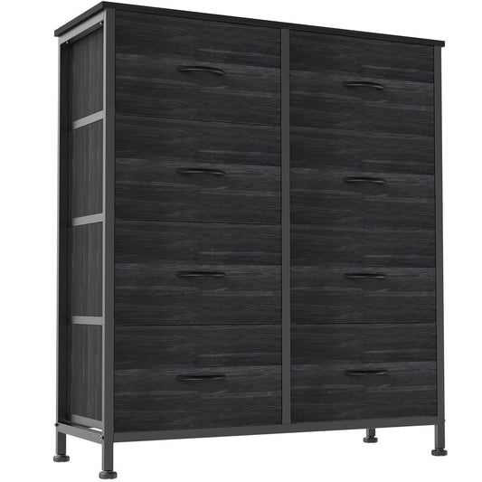 Gianna Chest of Drawers with 8 Fabric Drawers, Drawer Cabinet, Organization Furniture for Kitchen, Office, Hallway, Black Wood