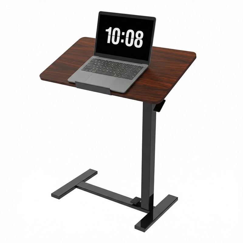 Gianna Dual-Flip C-Shaped Desk, Adjustable Bedside Table with Wheels, Mobile Laptop Desk with Casters Suitable For Laptop, Bed, Sofa, and Office Useï¼ŒBrown