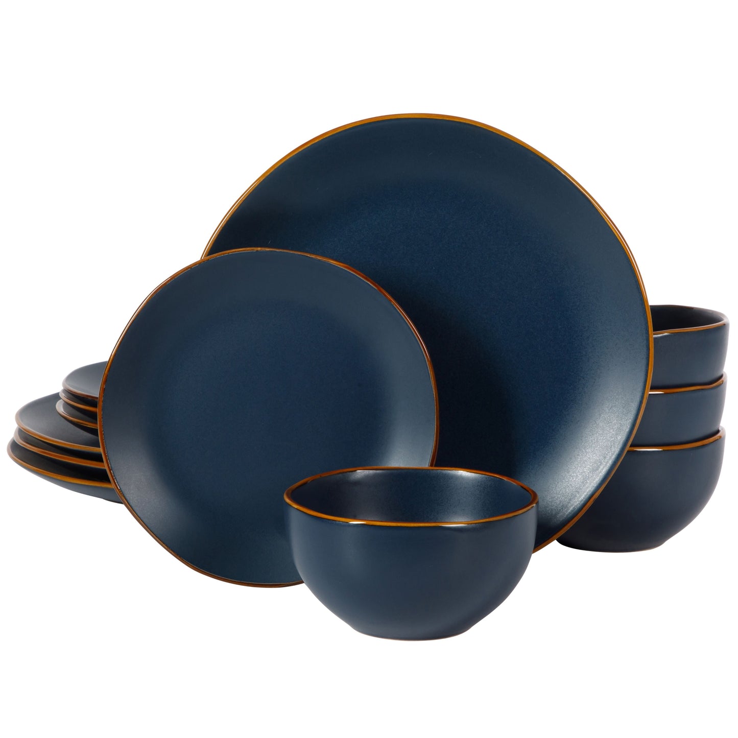 Gibson Home Juego de Vajilla de CerÃ¡mica Negra Mate de 12 Piezas Hazeltine