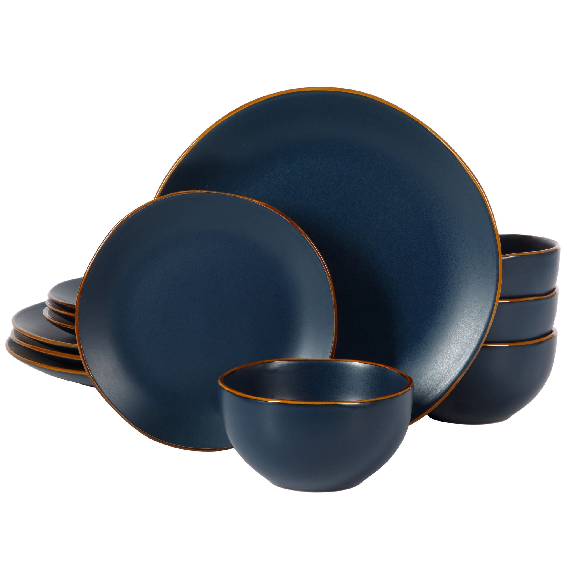 Gibson Home Juego de Vajilla de CerÃ¡mica Negra Mate de 12 Piezas Hazeltine