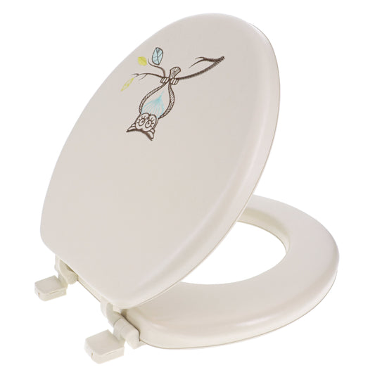 Ginsey Round Soft Cushion Decorative Toilet Seat, Owl Embroidery