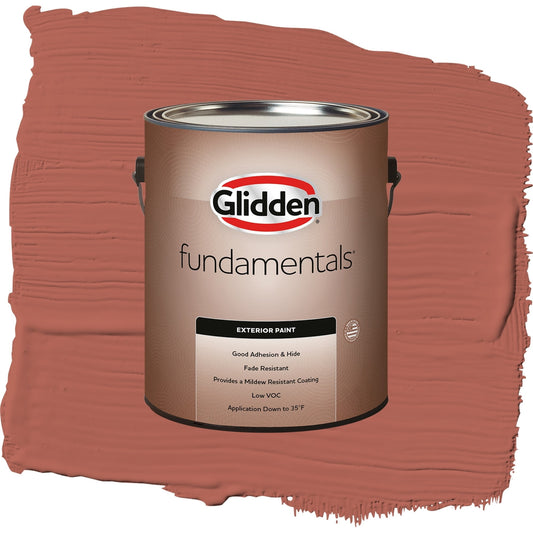 Glidden Fundamentals Cinnabar / Red, Satin Exterior Paint, 1 Gallon