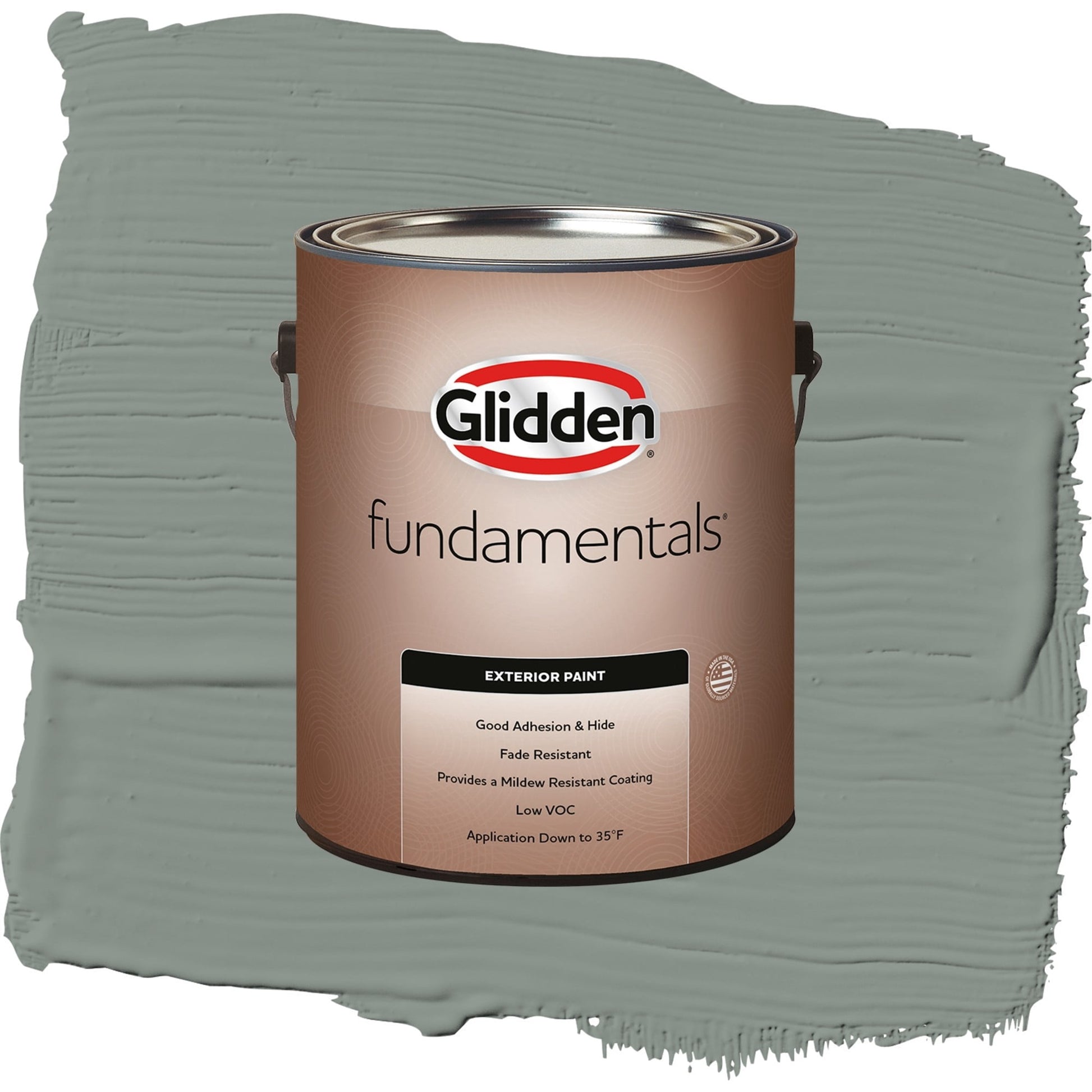 Glidden Fundamentals Gray Heron / Grey, Flat Exterior Paint, 1 Gallon