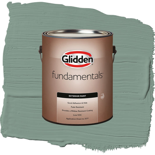 Glidden Fundamentals Paradise Found / Green, Semi-Gloss Exterior Paint, 1 Gallon