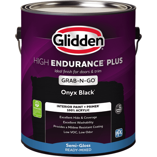 Glidden HEP 1 qt Onyx Black Interior Paint + Primer Semi Gloss