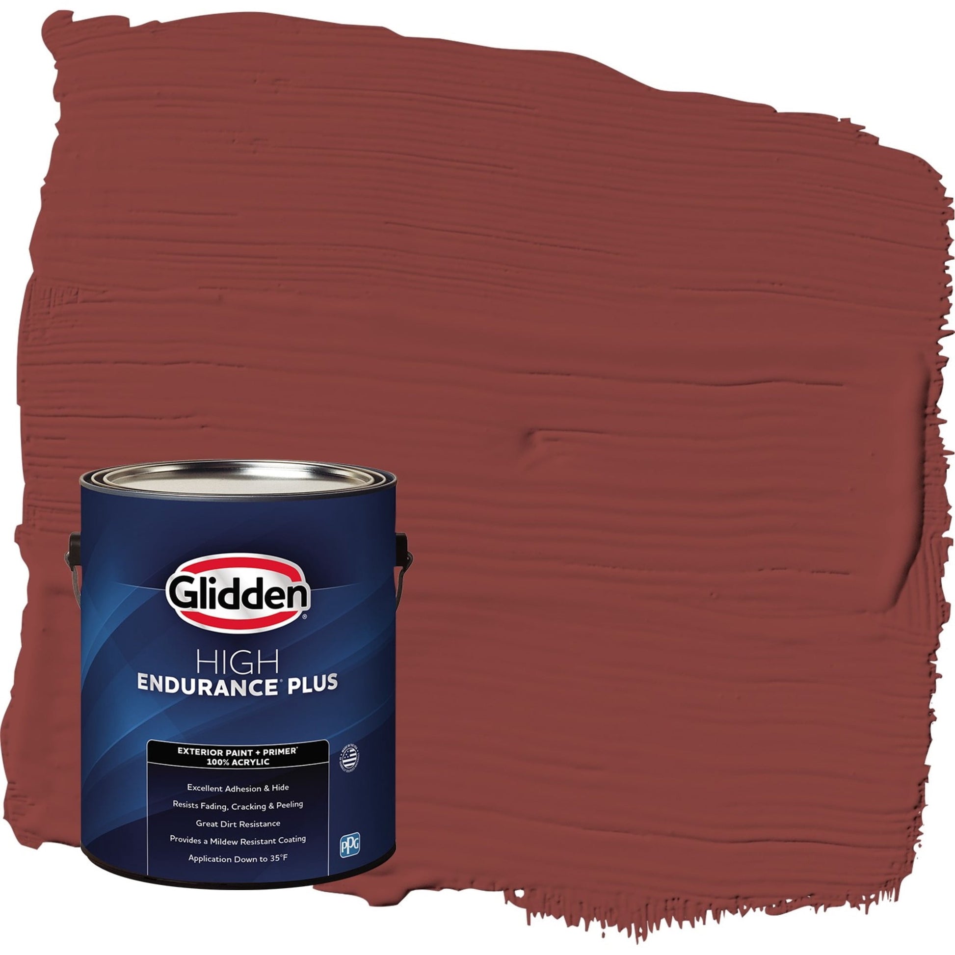 Glidden HEP Brick Dust / Red Flat Exterior Paint with Primer, 1 Gallon