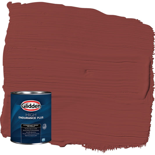 Glidden HEP Brick Dust / Red Satin Exterior Paint with Primer, 1 Quart