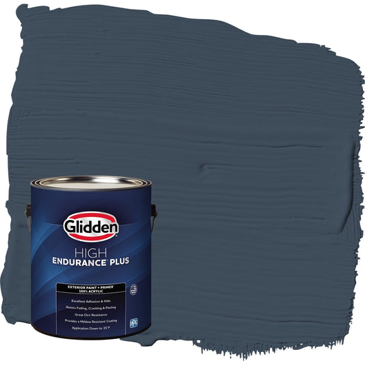 Glidden HEP Cavalry / Navy Blue Flat Exterior Paint with Primer, 1 Gallon