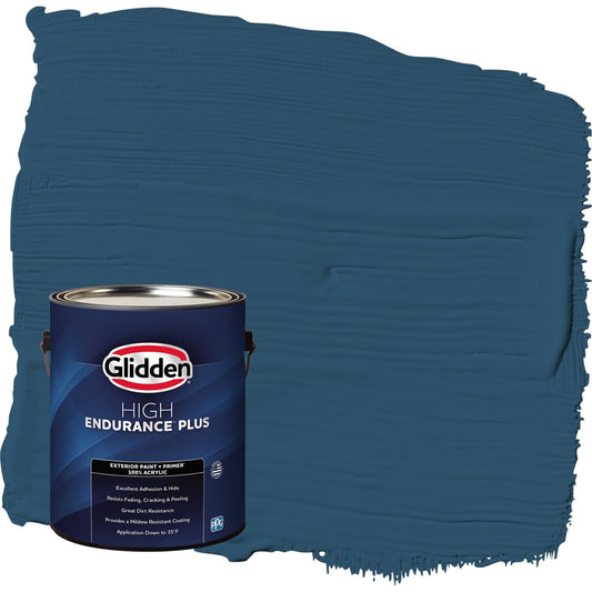 Glidden HEP Blue Lava / Blue Semi-Gloss Exterior Paint with Primer, 1 Gallon