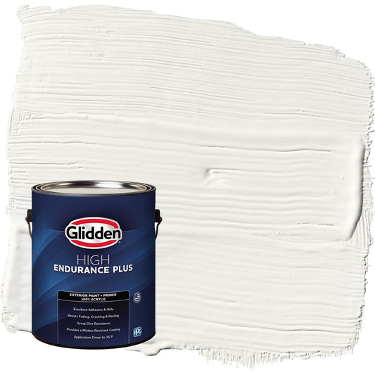 Glidden HEP Commercial White / White Flat Exterior Paint with Primer, 1 Gallon