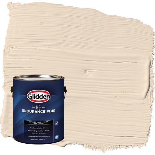 Glidden HEP Oatmeal Cookie / Beige Flat Exterior Paint with Primer, 1 Gallon
