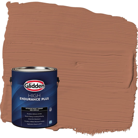 Glidden HEP Nutmeg / Brown Flat Exterior Paint with Primer, 1 Gallon