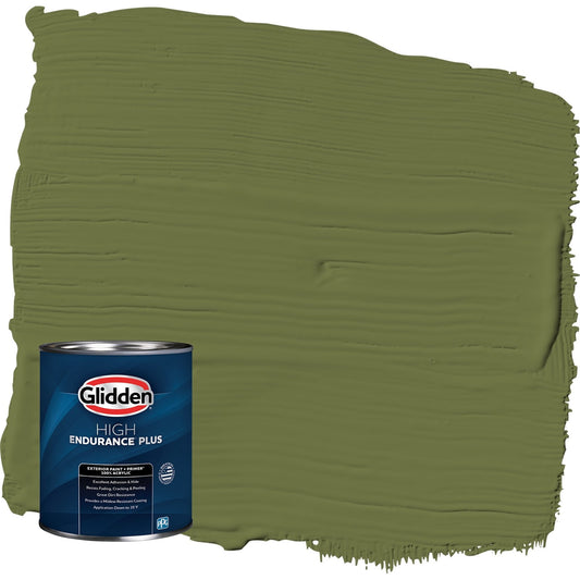 Glidden HEP Oakmoss / Green Satin Exterior Paint with Primer, 1 Quart
