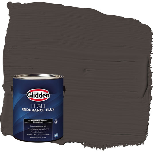 Glidden HEP Phantom Mist / Brown Flat Exterior Paint with Primer, 1 Gallon