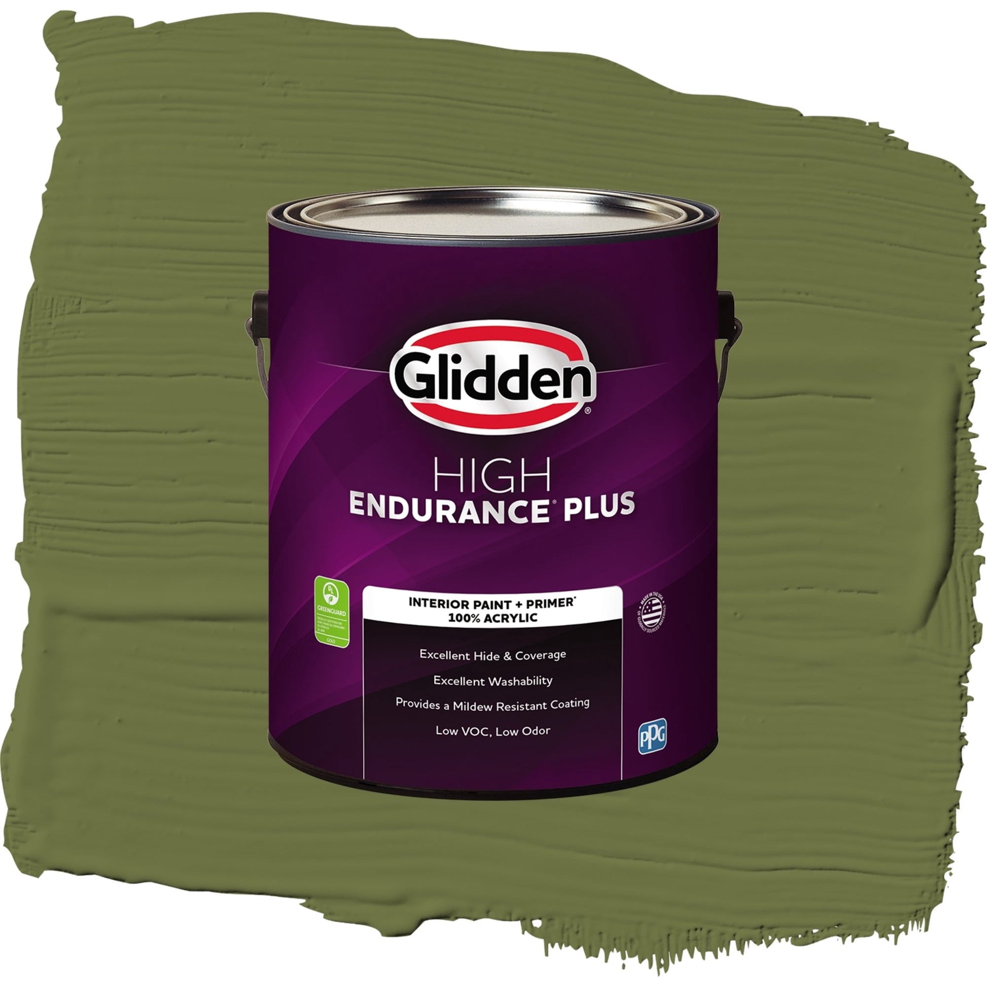 Glidden HEP Oakmoss / Green, Flat Interior Paint with Primer, 1 Gallon