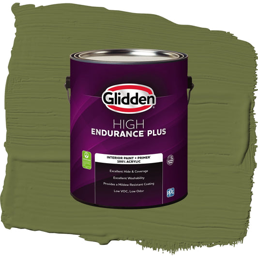 Glidden HEP Oakmoss / Green, Flat Interior Paint with Primer, 1 Gallon