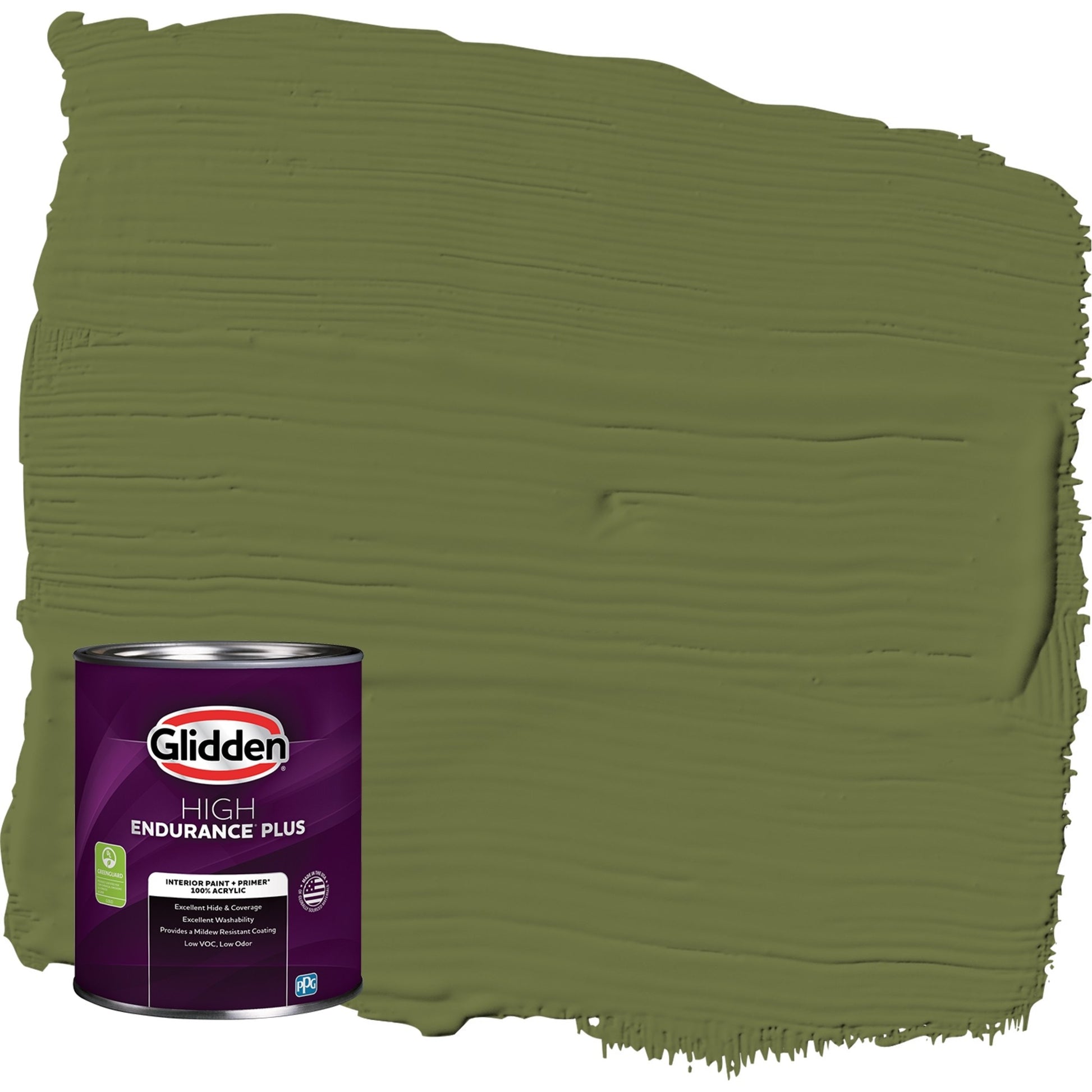 Glidden HEP Oakmoss / Green Flat Interior Paint with Primer, 1 Quart