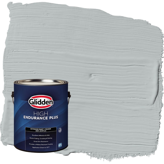 Glidden HEP Maiden Mist / Gray Flat Exterior Paint with Primer, 1 Gallon