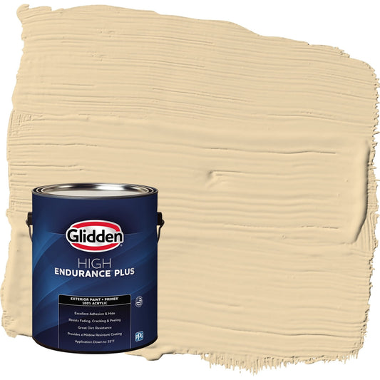 Glidden HEP Tuscan Bread / Beige Flat Exterior Paint with Primer, 1 Gallon