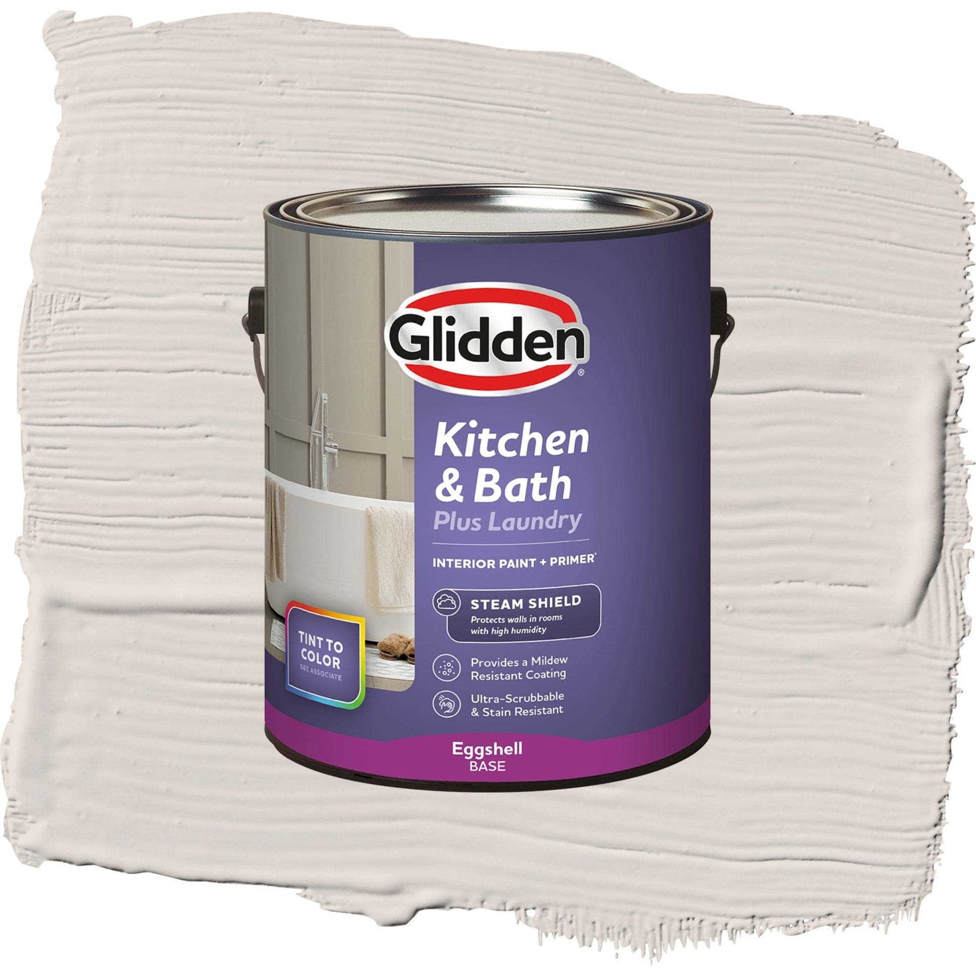 Glidden Glidden Kitchen Bath and Laundry Steel Me / Gray, Eggshell Interior Paint with Primer, 1 Gallon