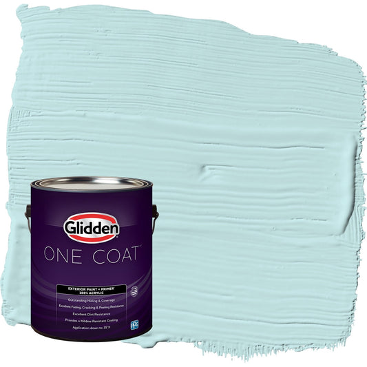 Glidden One Coat Pintura Exterior Semibrillante Aqua Whisper / Azul con Primer, 1 GalÃ³n