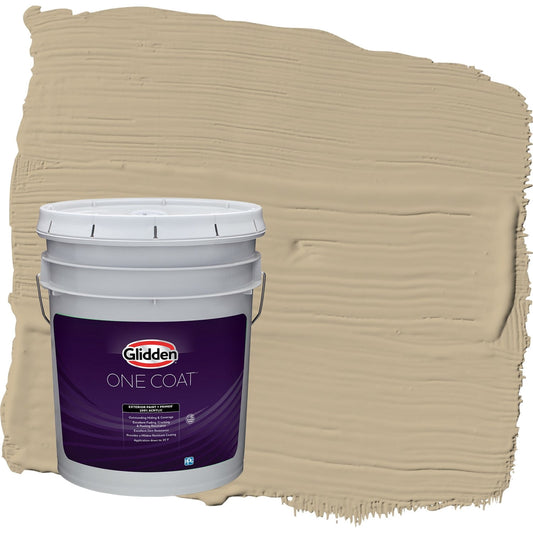 Glidden One Coat Rock Cliffs / Beige Semi-Gloss Exterior Paint with Primer, 5 Gallon