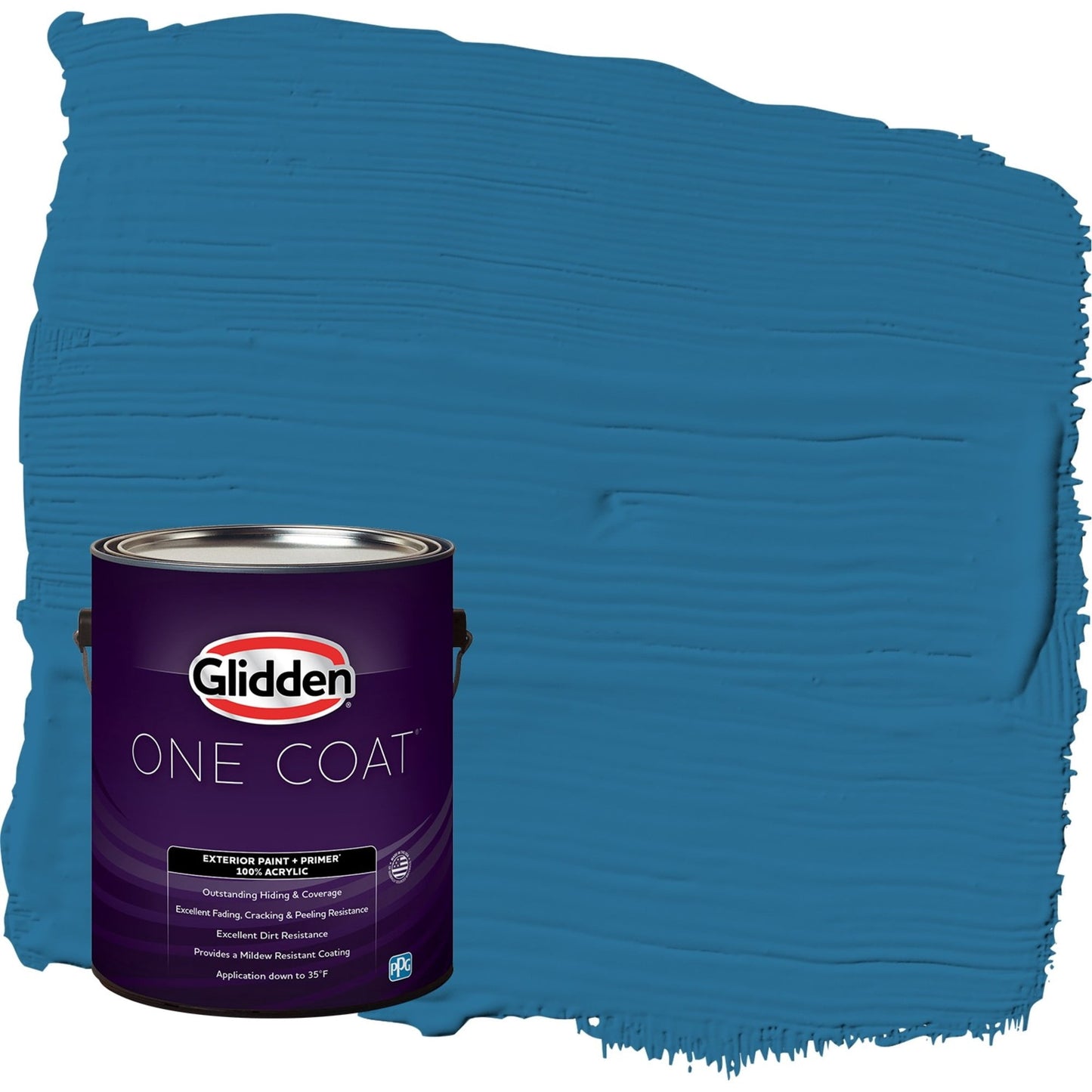 Glidden One Coat Blue Oasis / Blue Flat Exterior Paint with Primer, 1 Gallon