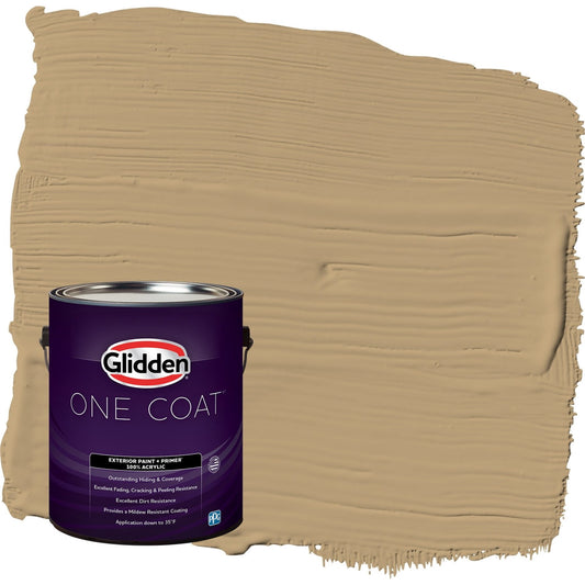 Glidden One Coat Earthy Ocher / Beige Satin Exterior Paint with Primer, 1 Gallon