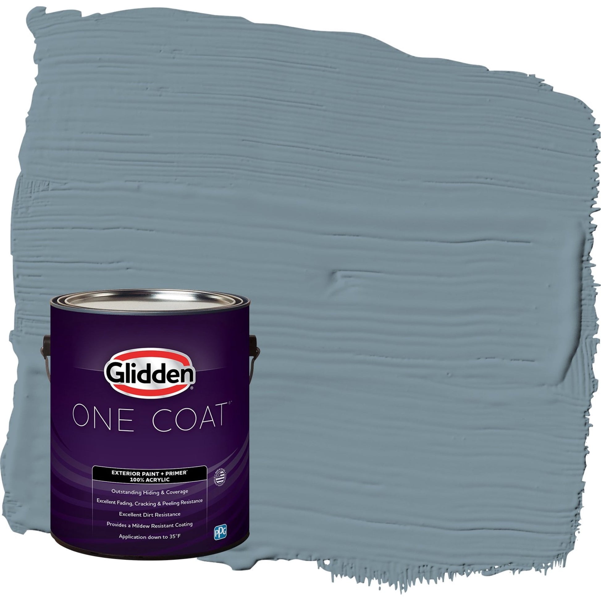 Glidden One Coat Chalky Blue / Blue Flat Exterior Paint with Primer, 1 Gallon