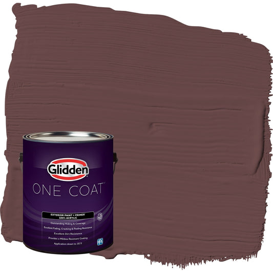 Glidden One Coat Chocolate Eclair / Red Semi-Gloss Exterior Paint with Primer, 1 Gallon